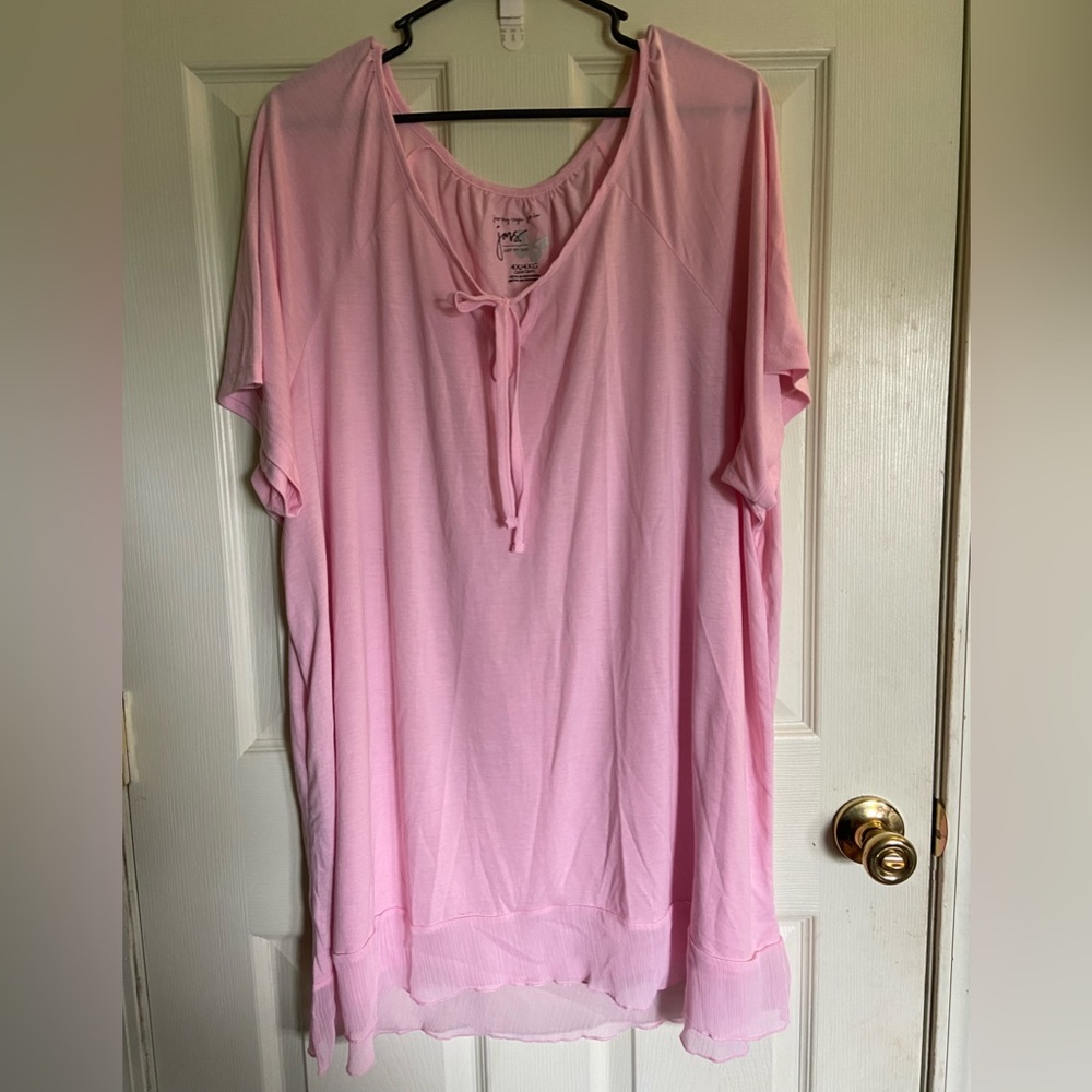 Just my Size 4X (26W/28W) pink flowing tunic length shirt.